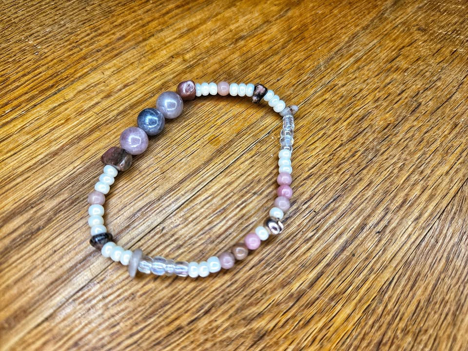 Sunstone & Rhodonite Stretch Bracelet – Handmade | Self-Love & Healing