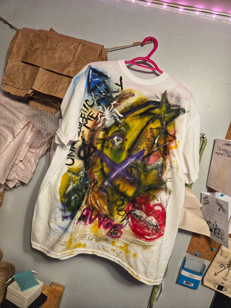 Thumbnail: "Unapologetically me" Expressionism Hand-painted Unisex White T-shirt