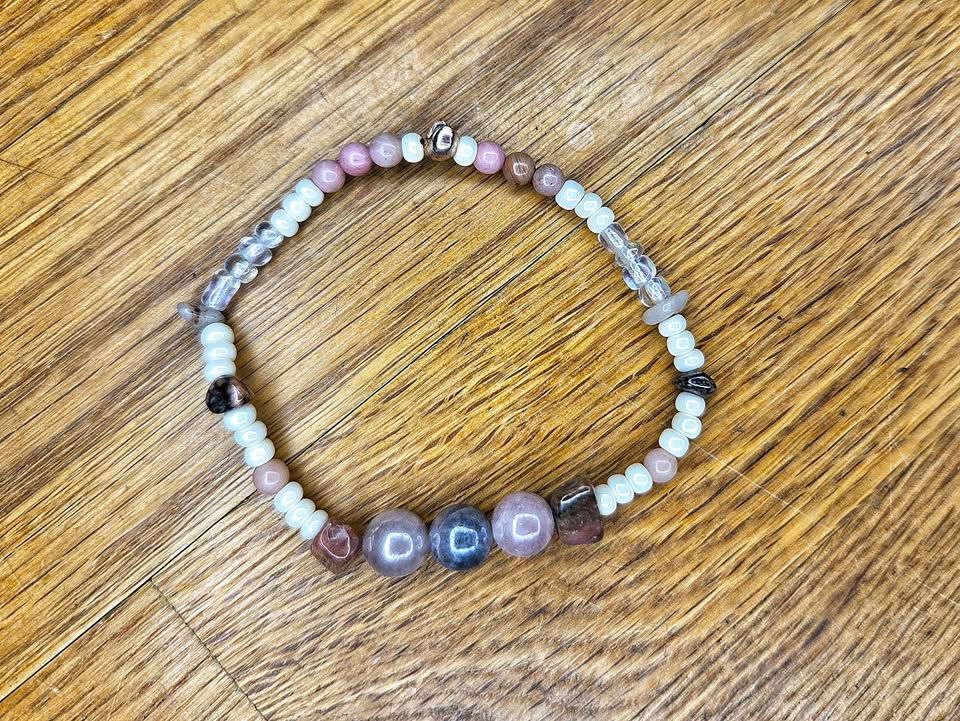 Sunstone & Rhodonite Stretch Bracelet – Handmade | Self-Love & Healing