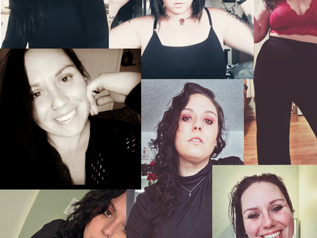A collage of a woman's selfies