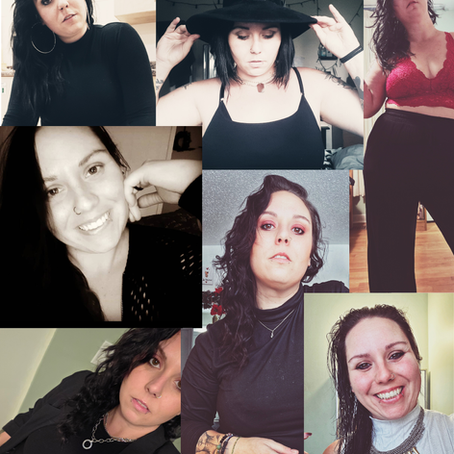 A collage of a woman's selfies