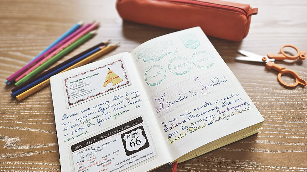 Carnet de voyage avec les tampons des parcs nationaux, Ouest Amérique