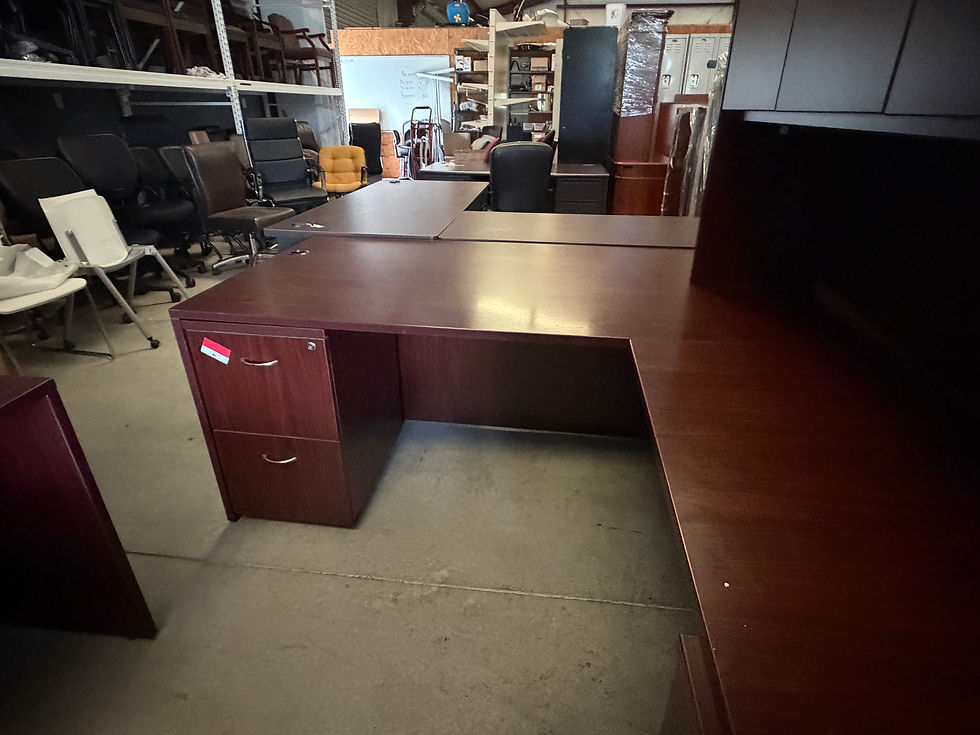 Thumbnail: Used L-Desk Hutch Mahogany