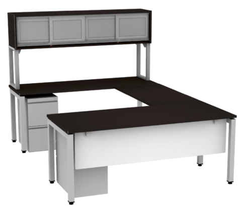 Thumbnail: Elements U Desk Mobile Double Pedestal w/ Overhead Storage 72″ x 108″