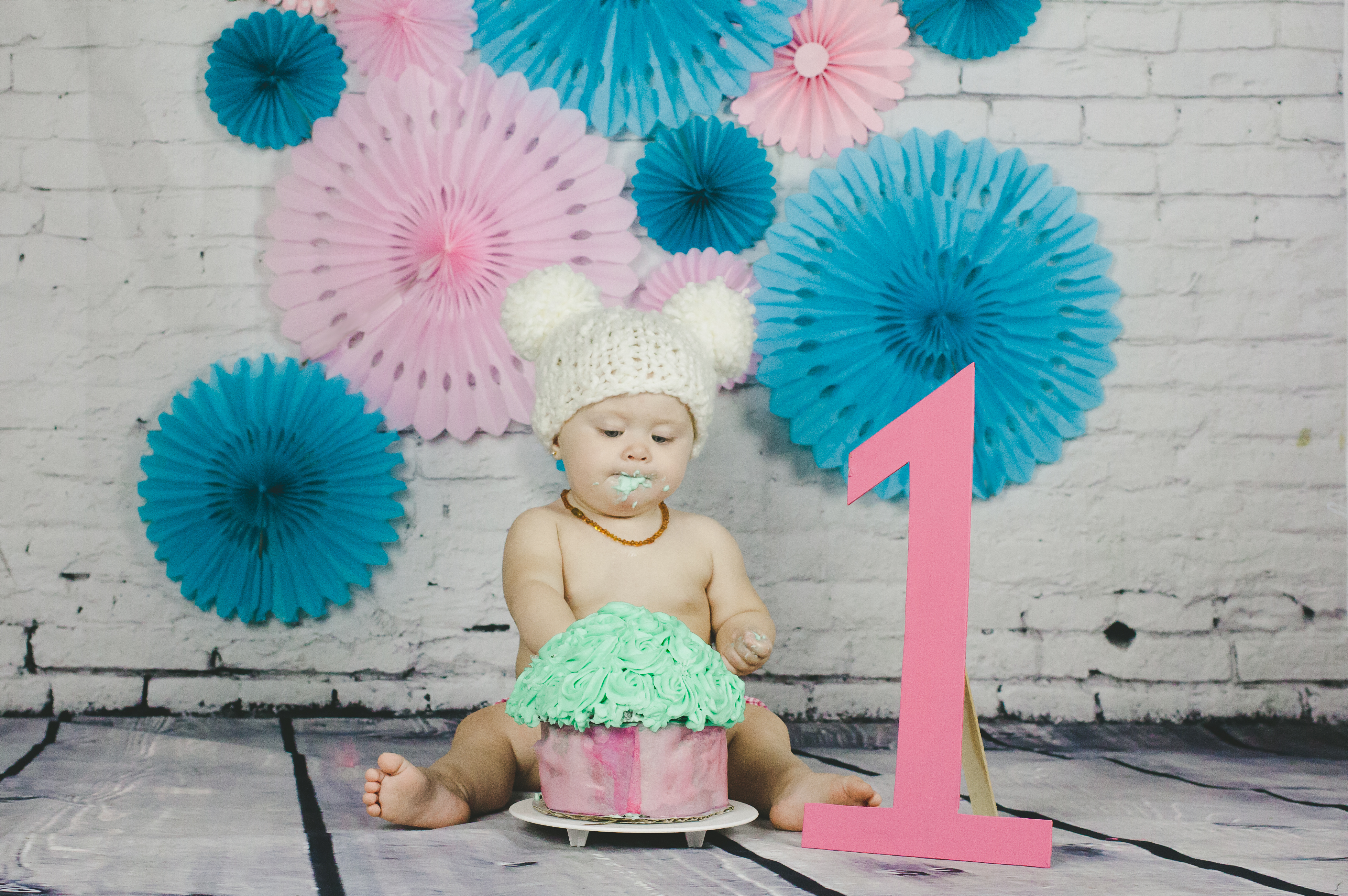 Pink and Teal Cake Smash
