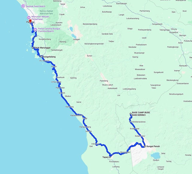 Kerinci to Bukit Tapan to Padang by motorcyle