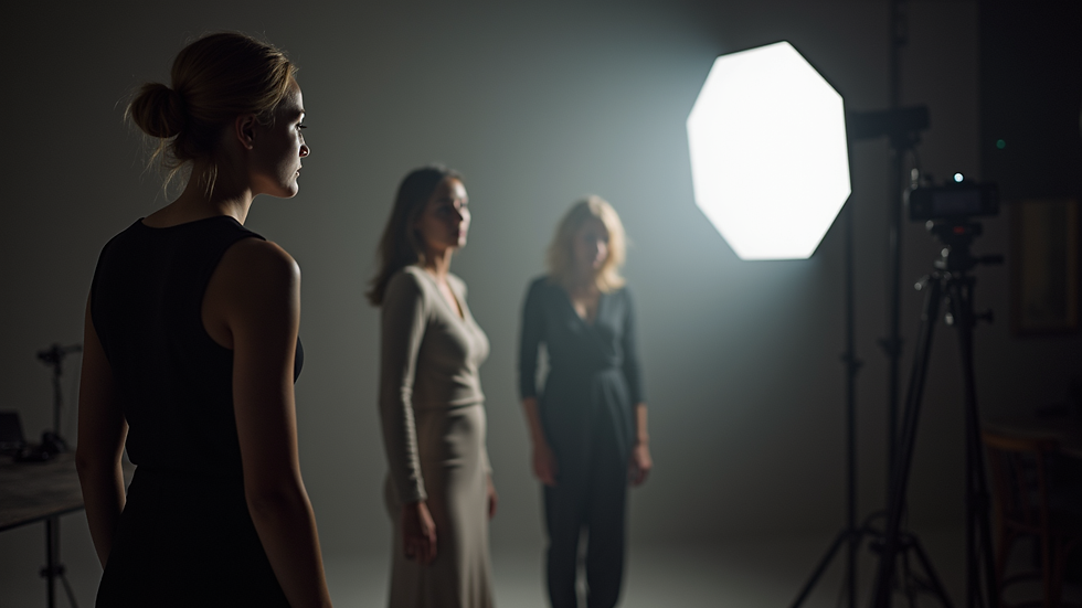 Close-up view of professional studio lighting setup for fashion photography