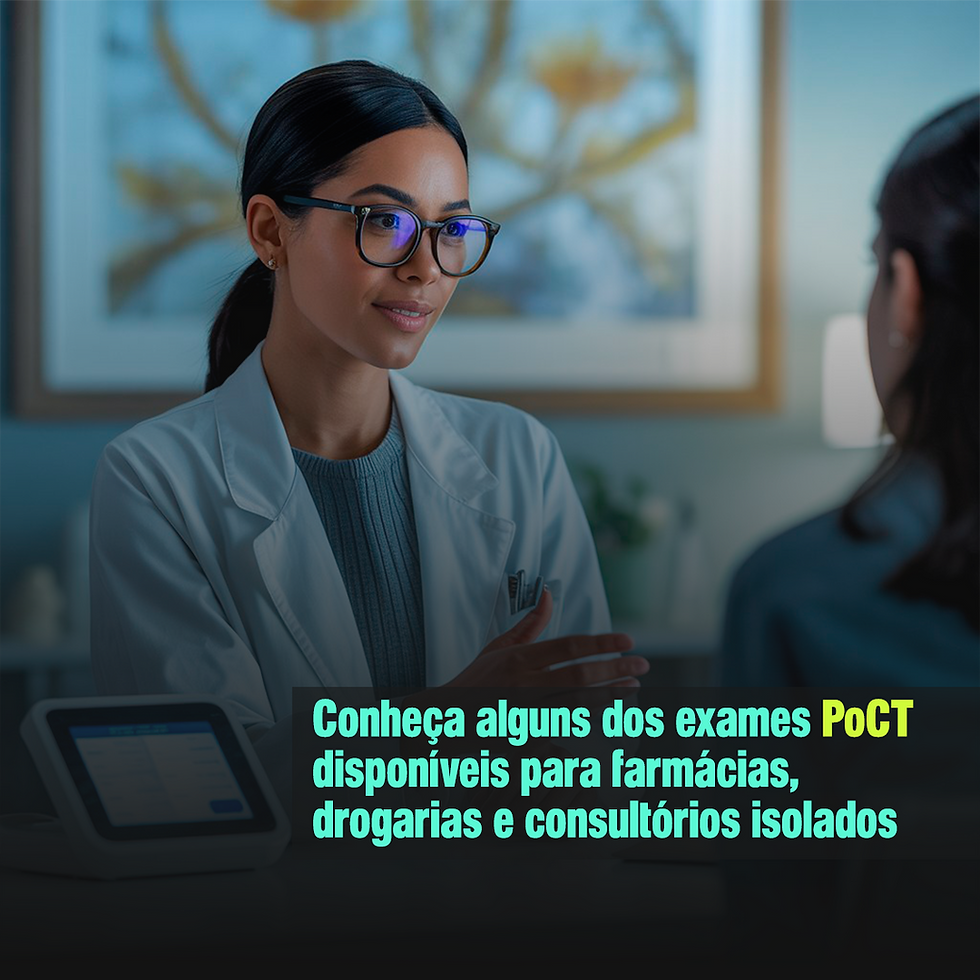 Farmacêutica realizando exame com Point of Care Test