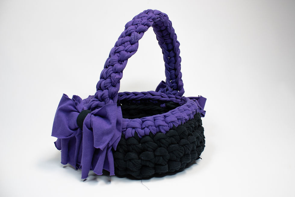 Thumbnail: Fabric Basket - Purple with Wire-reinforced Handle