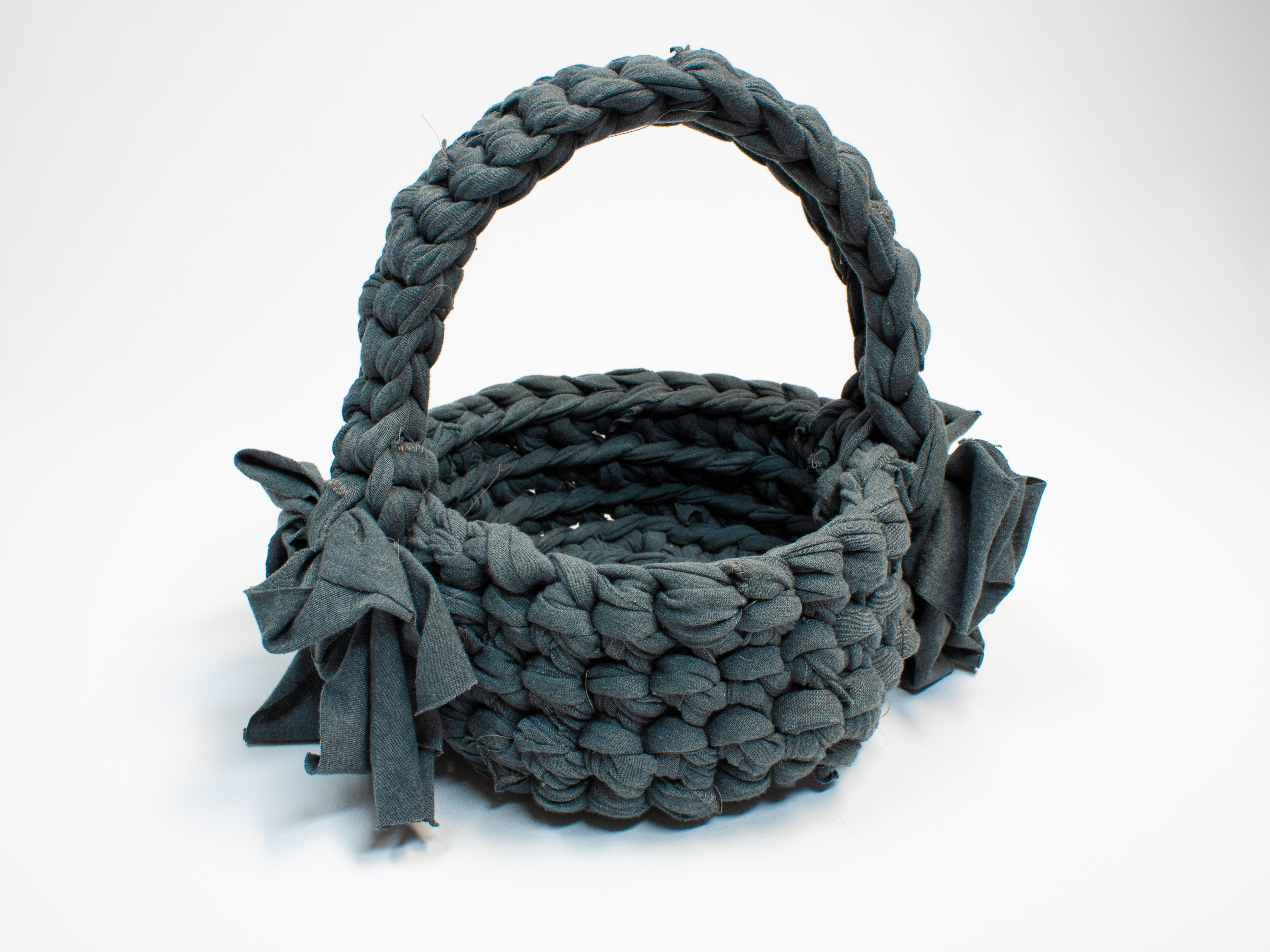 Fabric Basket - Gray with Wire-reinforced Handle