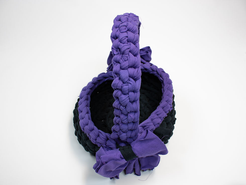 Thumbnail: Fabric Basket - Purple with Wire-reinforced Handle