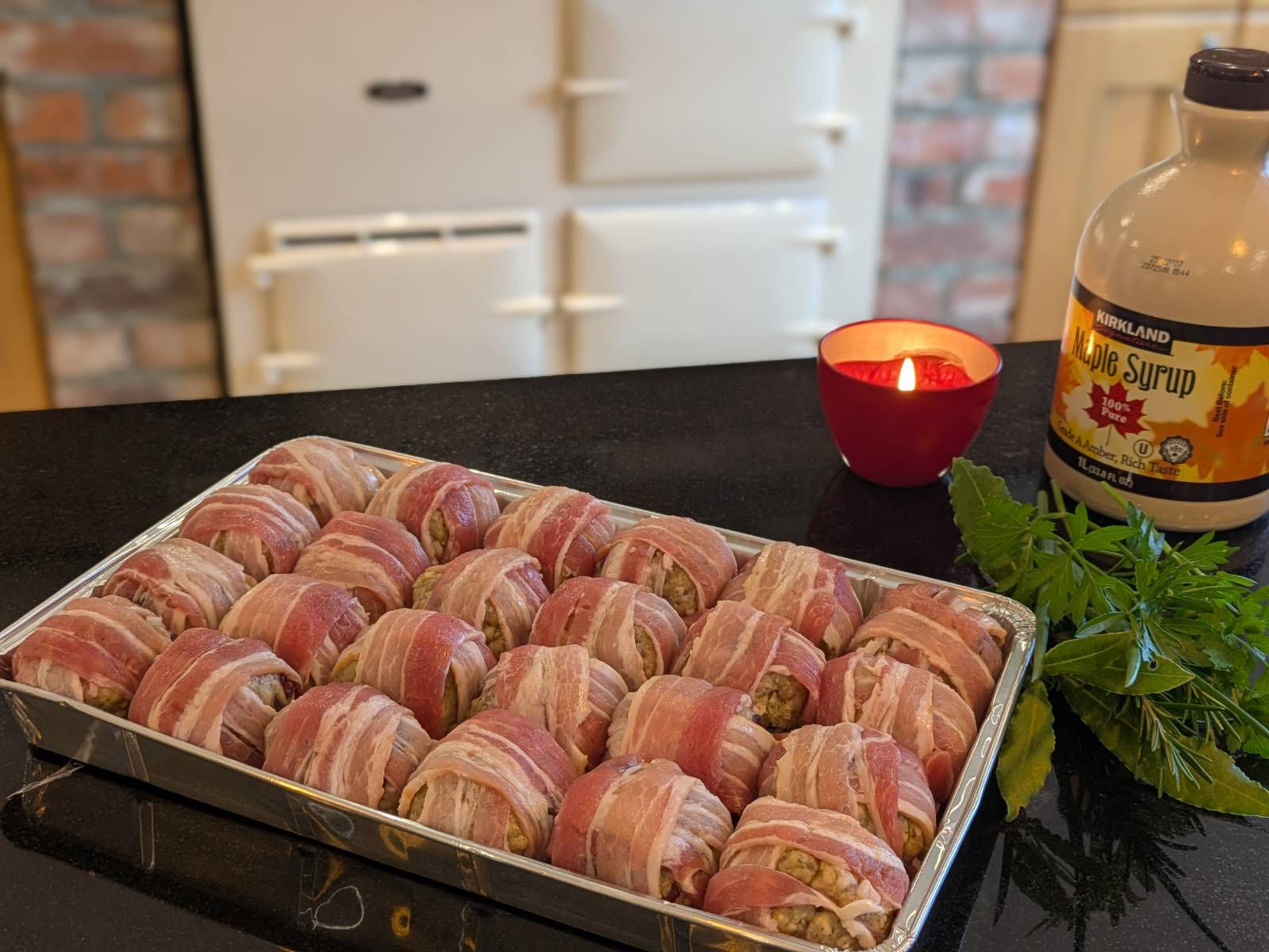 Bacon Wrapped Sausage Meat Stuffing Balls