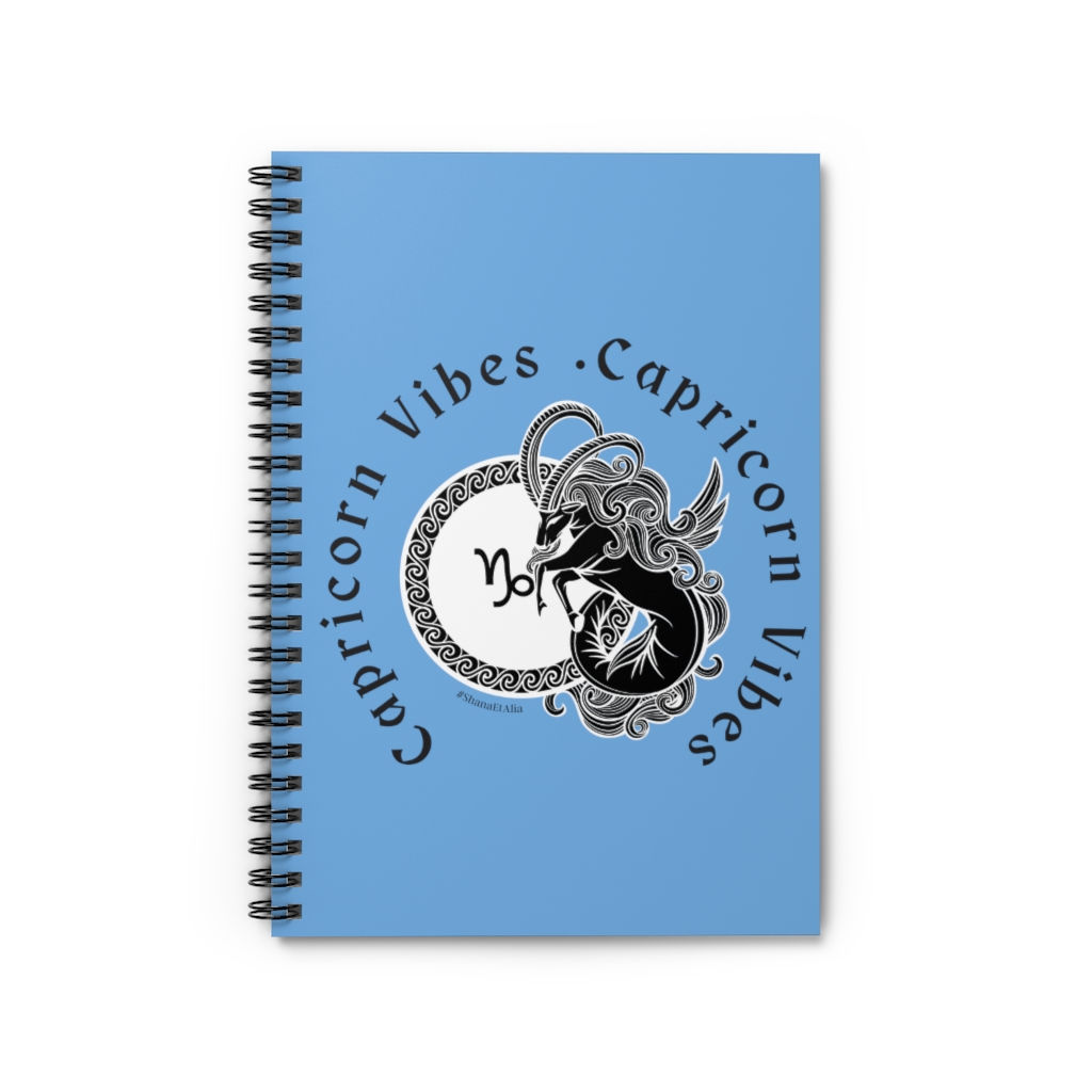 Capricorn Vibes - Medallion - Blue - Spiral Notebook - Ruled Line