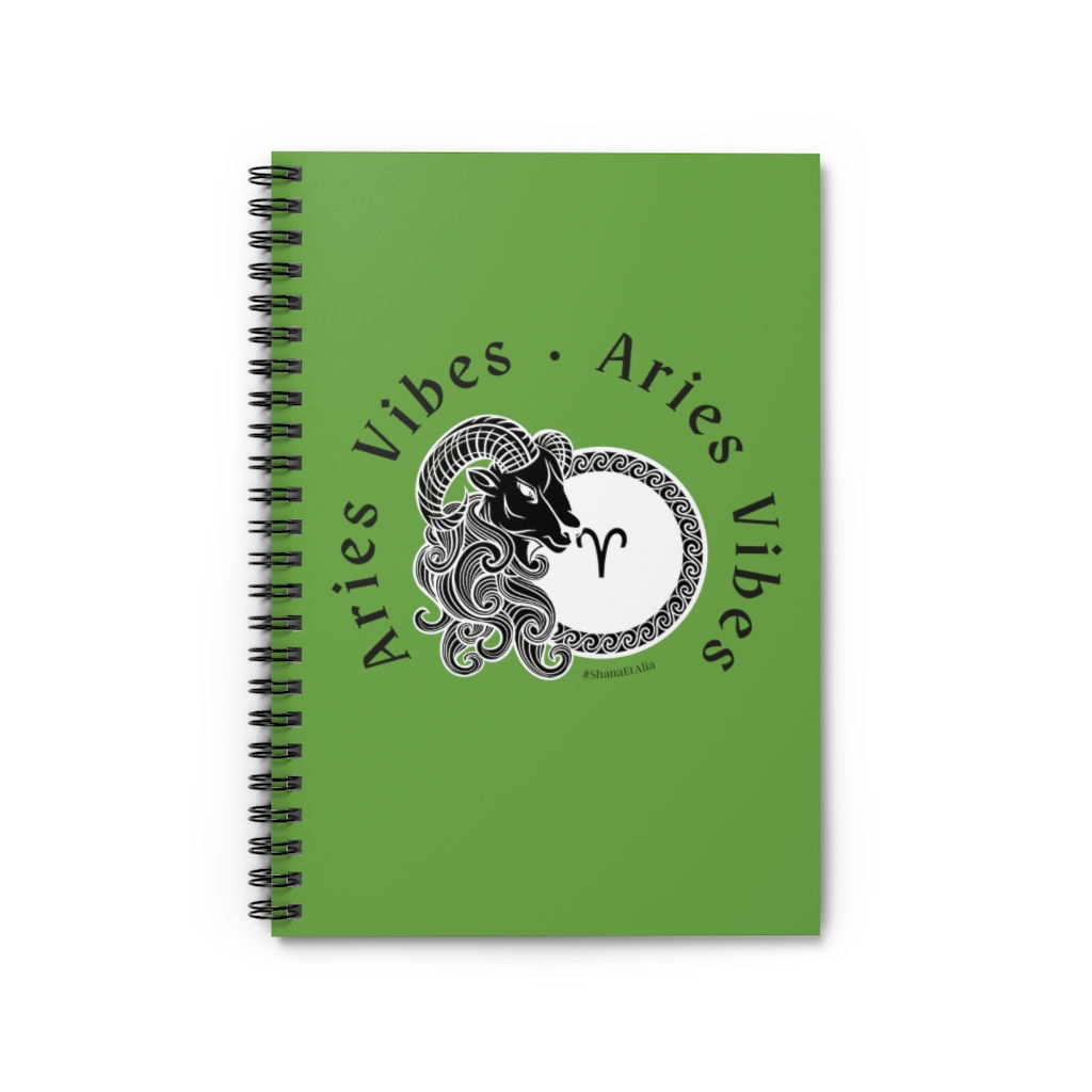 Aries - Medallion - Green - Spiral Notebook - Ruled Line