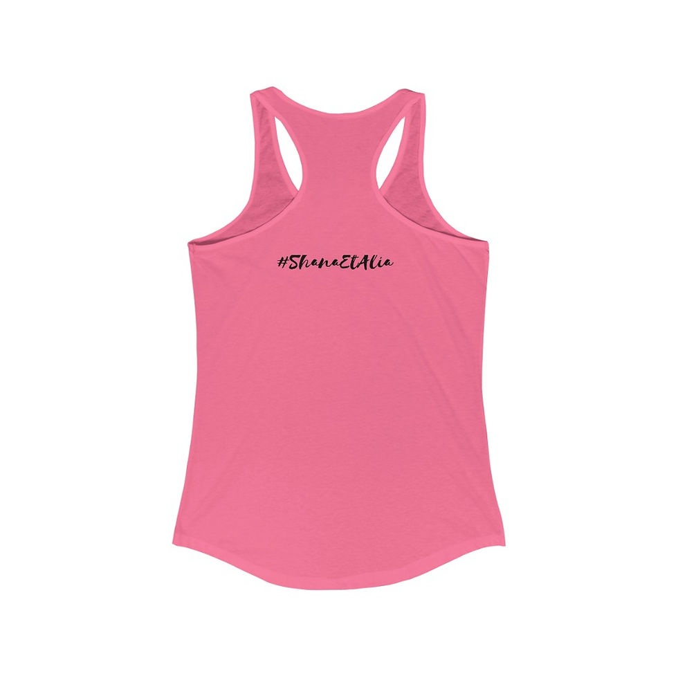 Thumbnail: hot pink back black cat racerback ideal women's tank greenish Shana Et Alia Introvert Empath I peopled today exercise tank