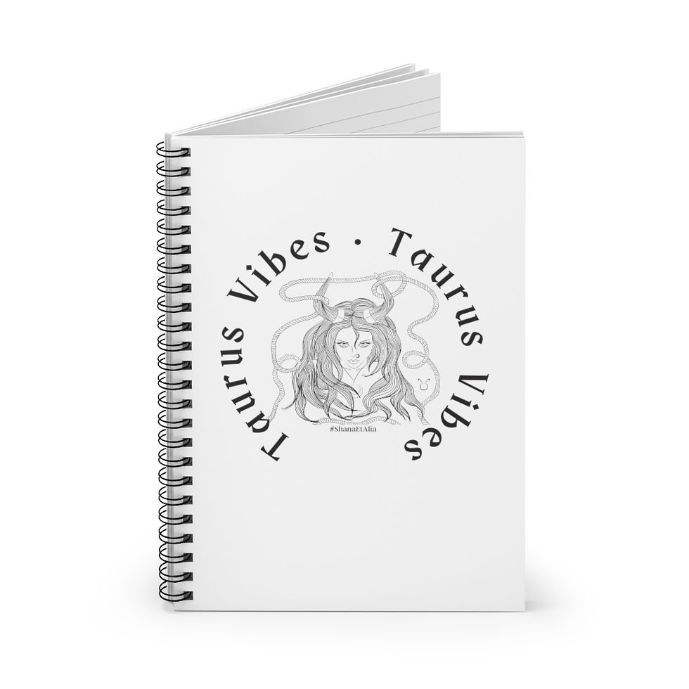 Thumbnail: Taurus Vibes - Fem Drawing - White - Spiral Notebook - Ruled Line