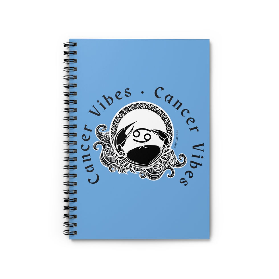 Cancer - Medallion - Blue - Spiral Notebook - Ruled Line