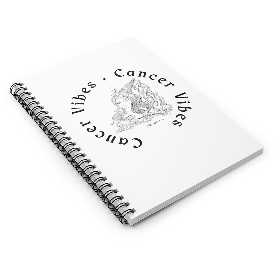 Thumbnail: Cancer Vibes - Fem Drawing - White - Spiral Notebook - Ruled Line