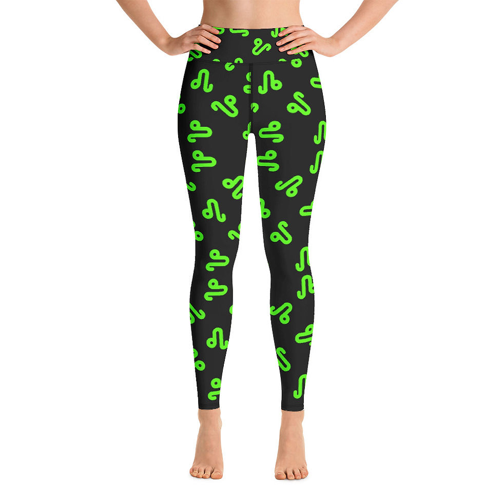Leo Neon Green & Black AOP Yoga Leggings