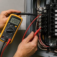An electrical panel being serviced by an A1 technician