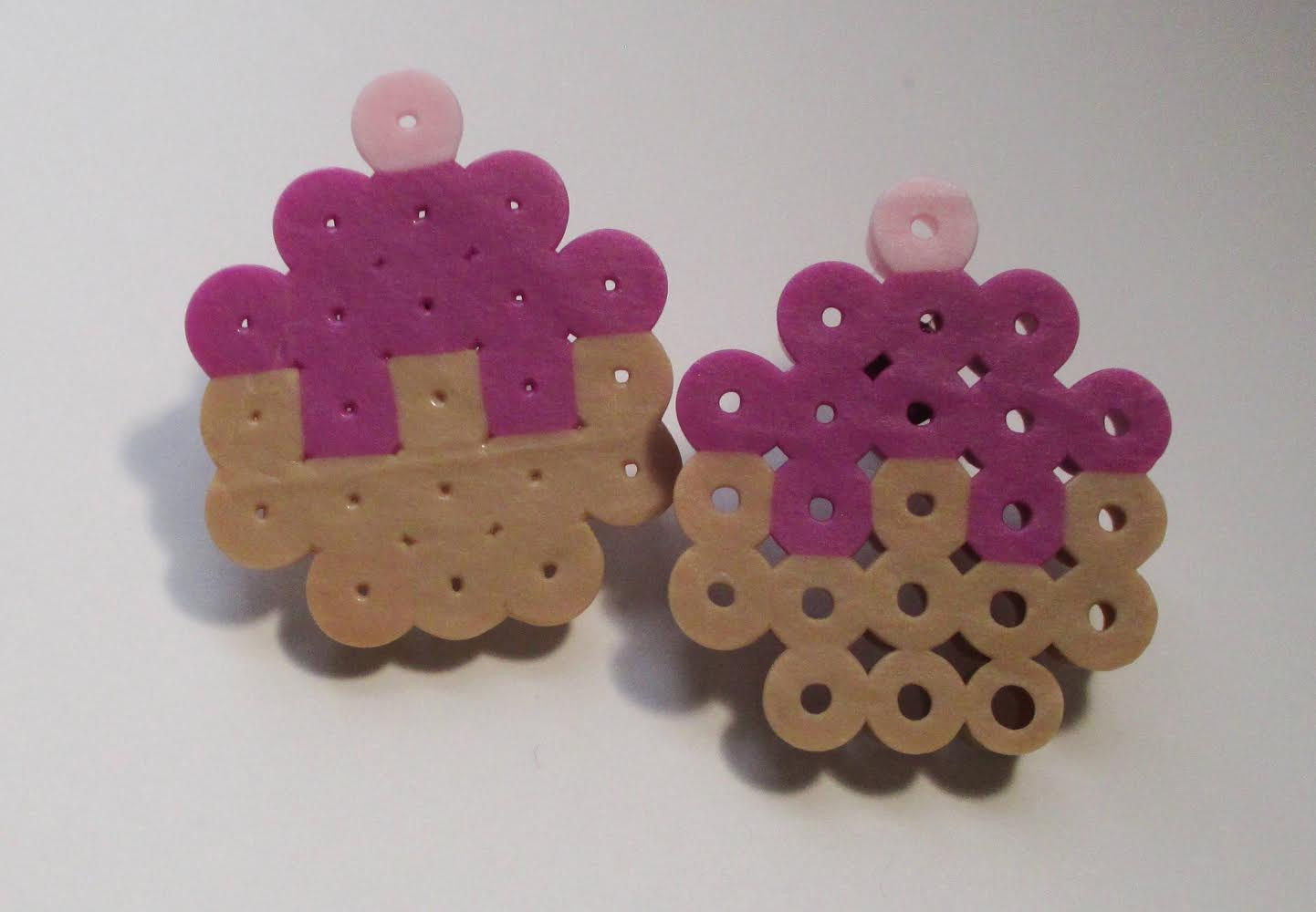 Magenta perler cupcake studs