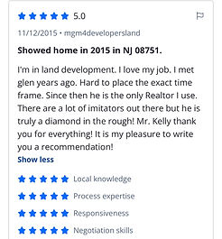 I'm in land development. I love my job. I met glen years ago. Hard to place the exact time frame. Since then he is the only Realtor I use. There are a lot of imitators out there but he is truly a diamond in the rough! Mr. Kelly thank you for everything! It is my pleasure to write you a recommendation!
