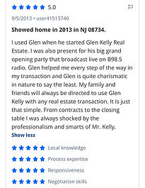 I used Glen when he started Glen Kelly Real Estate. I was also present for his big grand opening party that broadcast live on B98.5 radio. Glen helped me every step of the way in my transaction and Glen is quite charismatic in nature to say the least. My family and friends will always be directed to use Glen Kelly with any real estate transaction. It is just that simple. From contracts to the closing table I was always shocked by the professionalism and smarts of Mr. Kelly.
