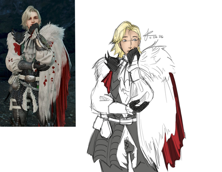 A redraw of Erik from Monster Hunter Wilds