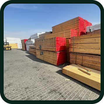 Bundles of woods in Allwood tradings warehouse.