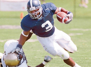 Adrian Peterson in his football uniform and #3 jersey
