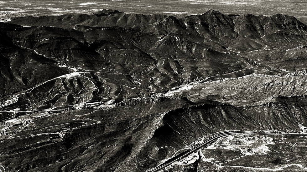 Up and South photography of the El Paso mountains.