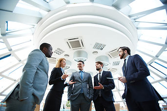A group of professionals having a discussion
