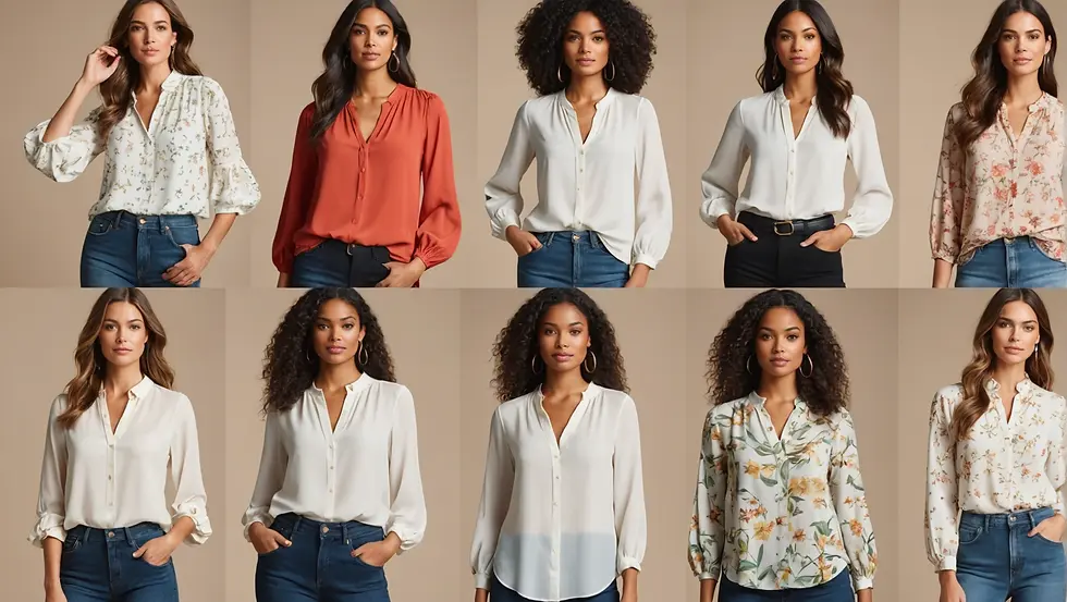 Image of various blouse styles showcasing versatility