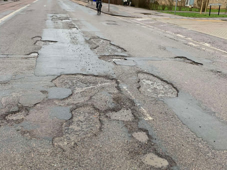 Potholes in Leys Road