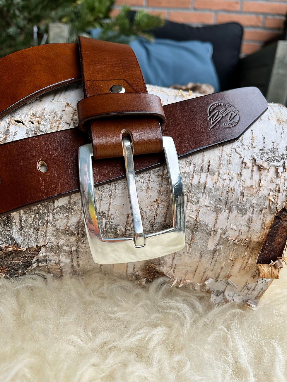 Thumbnail: "Elegant" Belt - Walnut with Silver Plated Buckle 38/131 cm