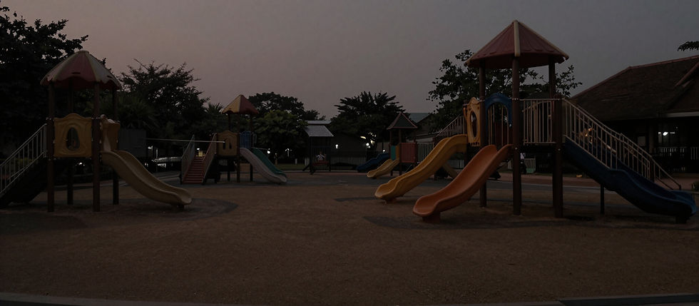 Thai community playground at sunset