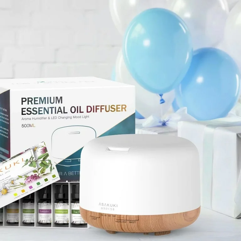 ASAKUKI Essential Oil Diffuser with Essential Oils Set