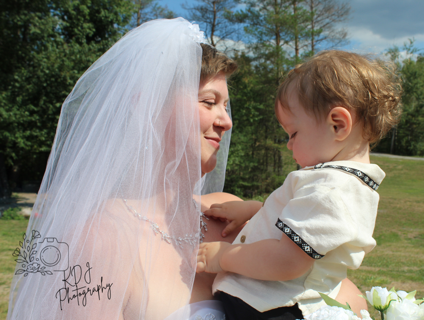 Bride and baby