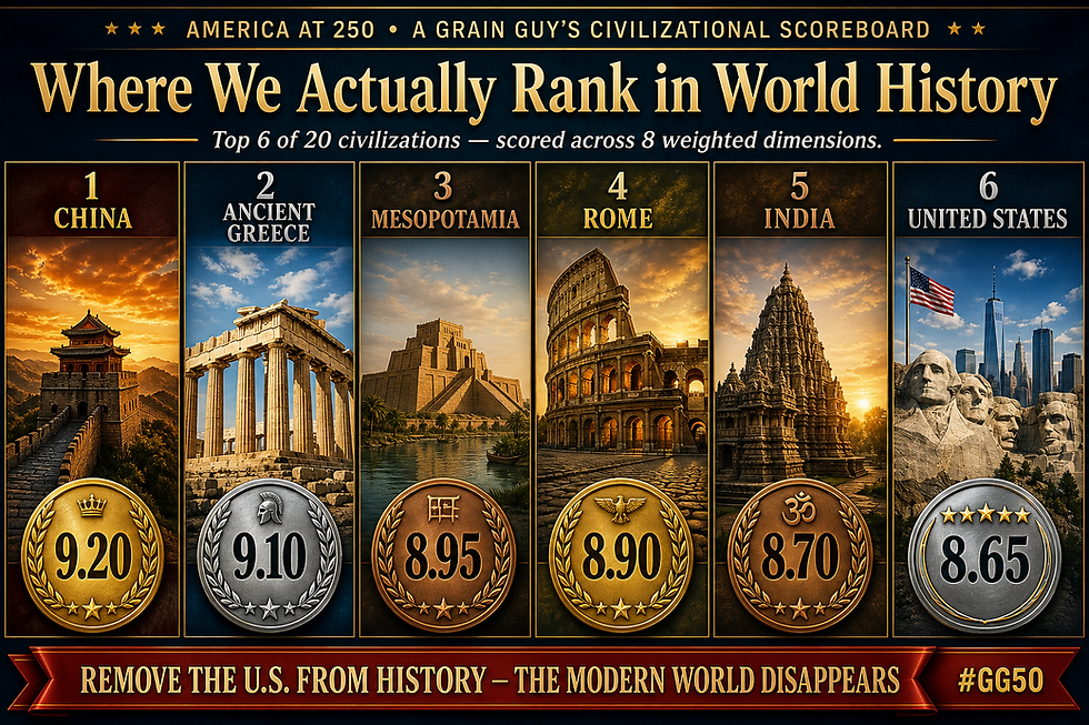 America at 250: Where We Actually Rank in World History (Scored by a Grain Guy