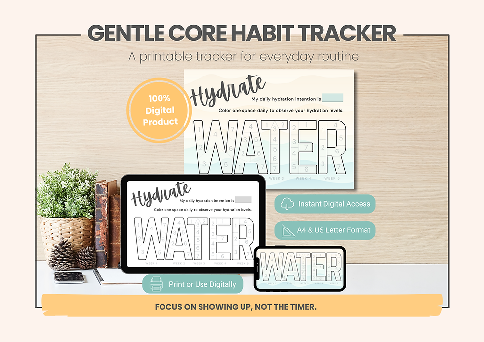 Gentle Core printable Water visual hydration tracker preview