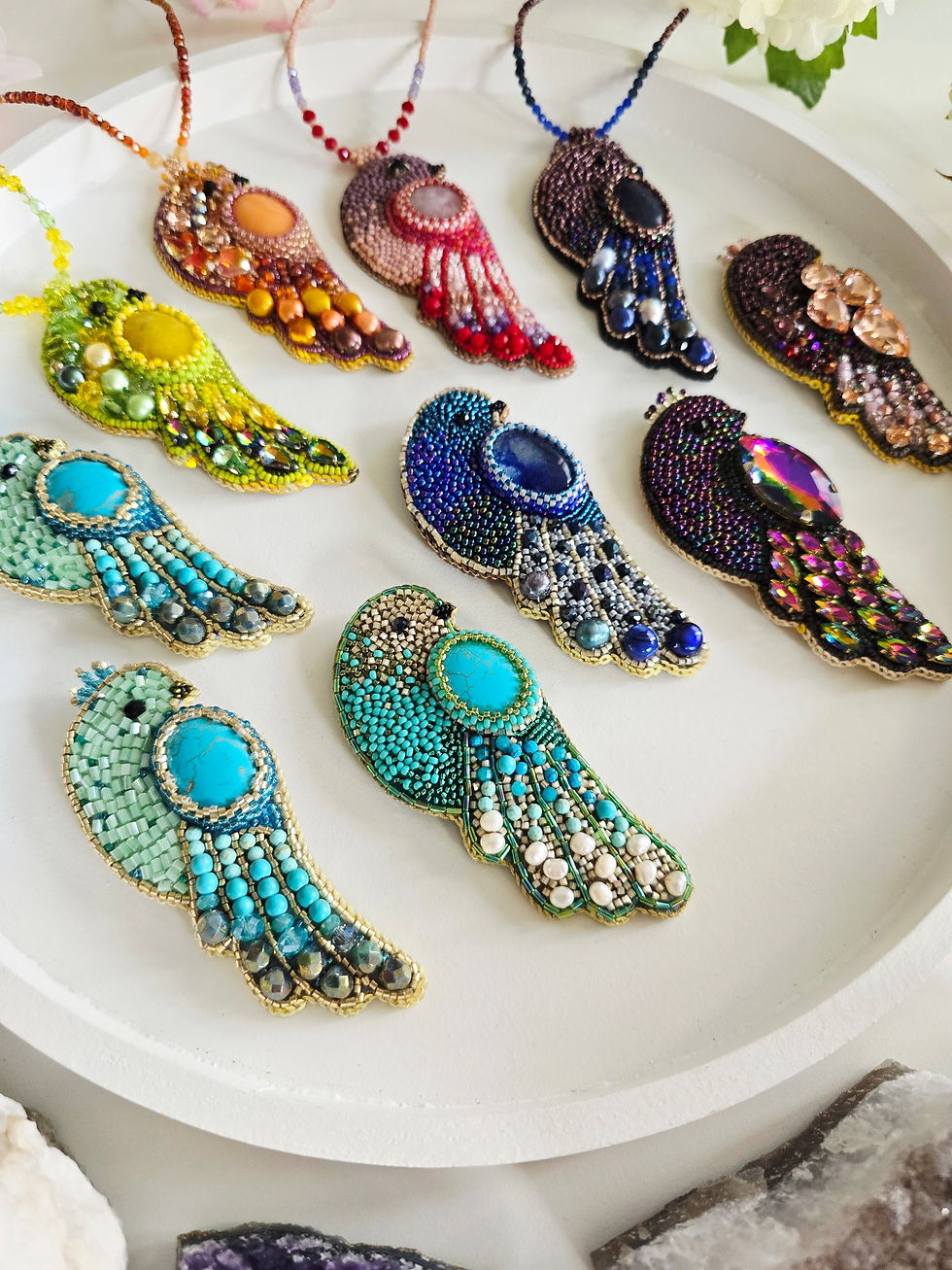 colorful bird jewelry