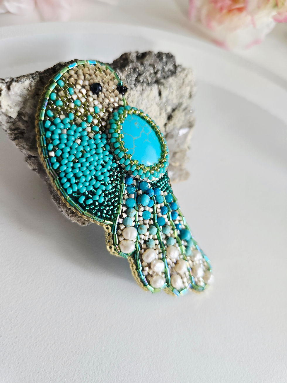 Thumbnail: Turquoise birdie - brooch