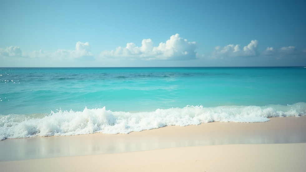 Wide angle view of a beautiful beach with clear blue waters