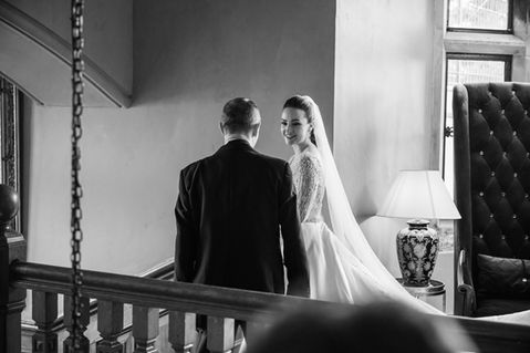 The bride with her escort — JAMES and KIRSTEN wedding