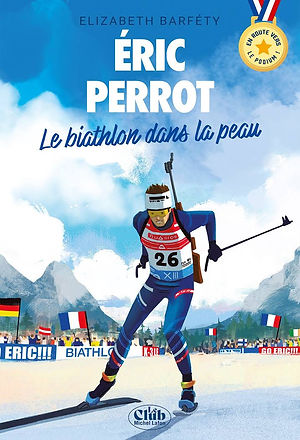 Eric Perrot en train de skier devant du public, lors d'une compétition de biathlon