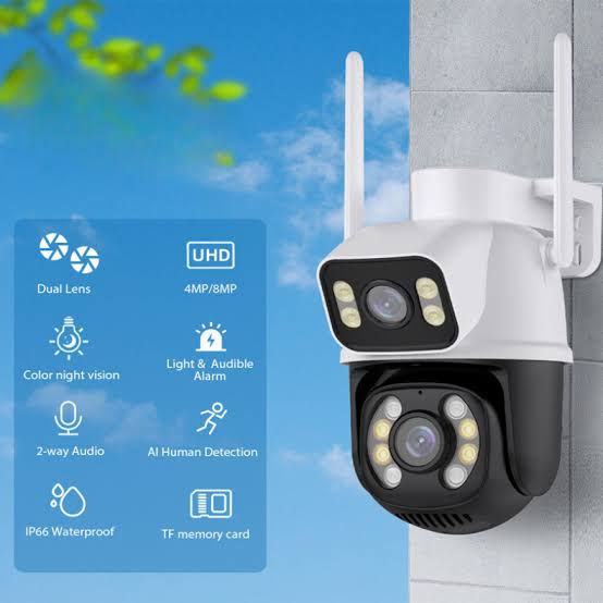 Miniatura: CÂMERA IP DUPLA LENTE A PROVA D’ÁGUA INTERNA/EXTERNA WIFI-SMART SEM FIO 