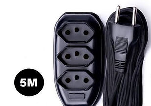 EXTENSÃO ELÉTRICA 5 METROS 3 TOMADAS 10A