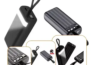 POWER BANK 20000 MAH 4 SAÍDAS COM LED E DISPLAY CARREGADOR PORTÁTIL YD-06