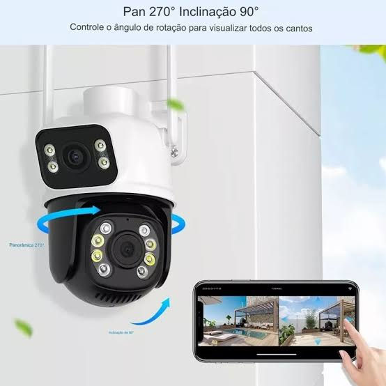 Miniatura: CÂMERA IP DUPLA LENTE A PROVA D’ÁGUA INTERNA/EXTERNA WIFI-SMART SEM FIO 