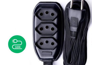 EXTENSÃO ELÉTRICA 10 METROS 3 TOMADAS 10A